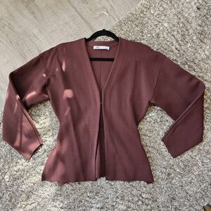 Zara Women's Maroon Hook Closure Knit Top Size Small